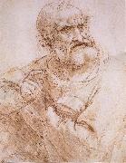 LEONARDO da Vinci, Study of an apostle